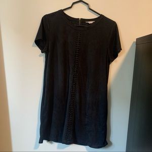 LOVE RICHE black suede T-shirt dress size small